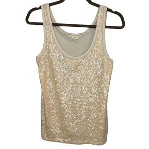 J. Crew Sequin Tank Top Nude Bling Sparkle size XXS *